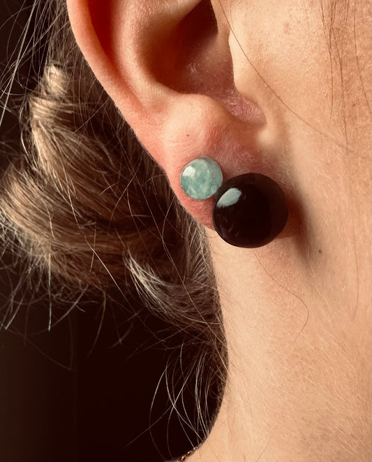 Stor & lille øreringe med smukke Håndslebne Cabochon Ædelsten - vælg mellem 6 kombinationer.