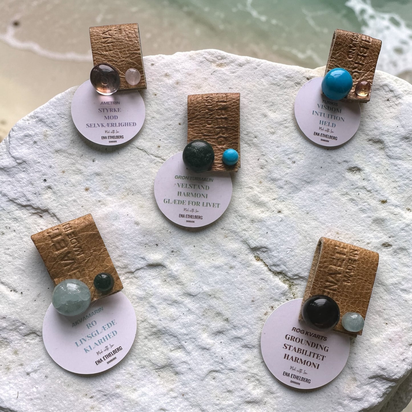 Stor & lille øreringe med smukke Håndslebne Cabochon Ædelsten - vælg mellem 6 kombinationer.